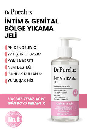 Dr.Purelux İntim Yıkama Jeli – Hassas Bölge İçin Yatıştırıcı, Ph Koruma, Nazi...
