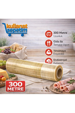 Kullanatsepetim 300 Metre*30cm Gıda Streç Film Yemekçiler,Çiğ Köfteciler ve Ş...