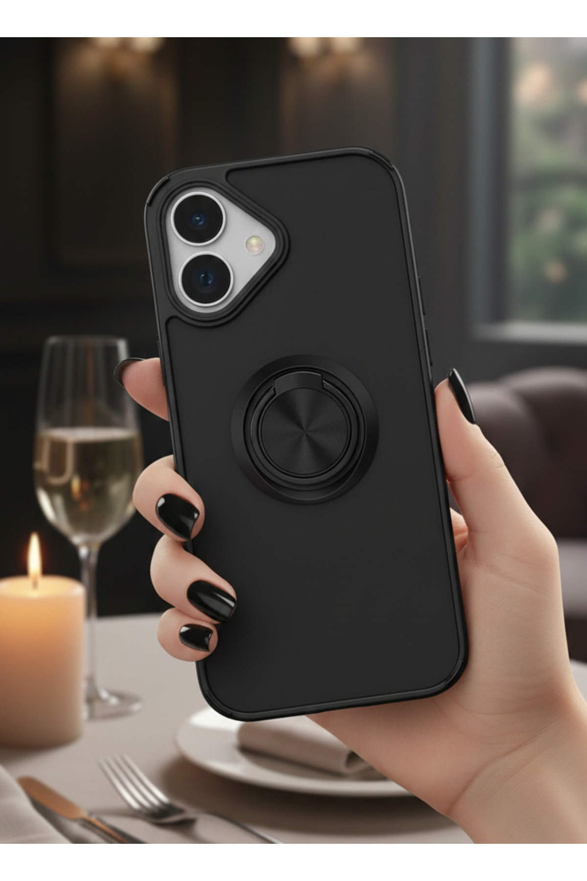 Apple iPhone 17 İçin Kamera Korumalı Yüzüklü Kılıf - Leke Tutmaz Mat ve Dayanıklı Yapı
