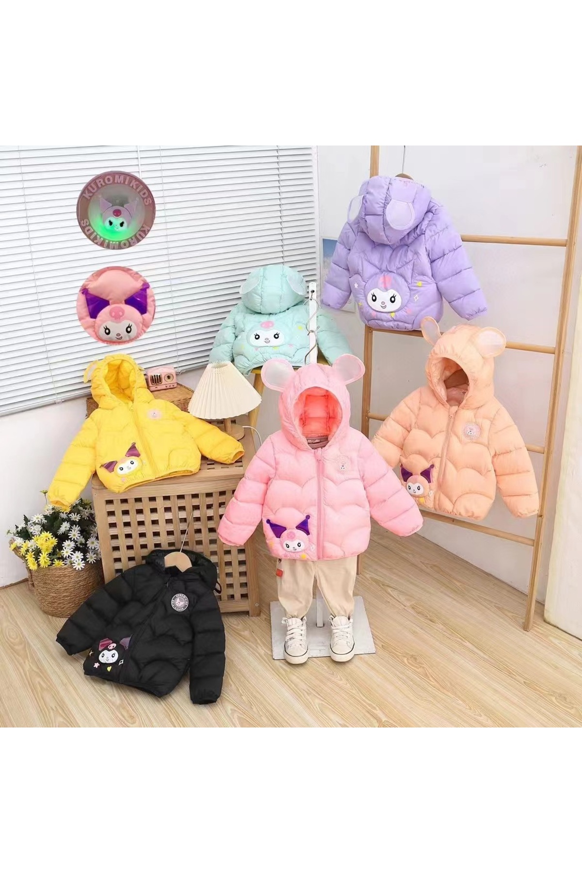 melisam.msg Kız Çocuk Kış Sonbahar Kuromi Işıklı Şişme Mont fotoğrafı 6 (önizleme)
