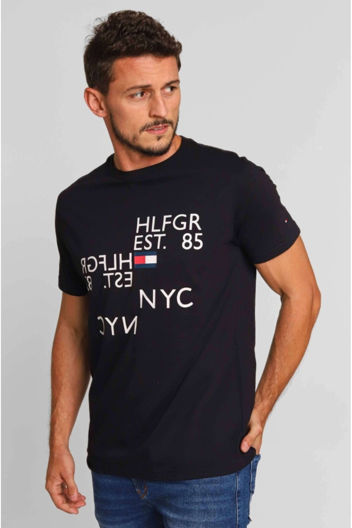 تامی هیلفیگر تی شرت طرح لوگو آینه ای 