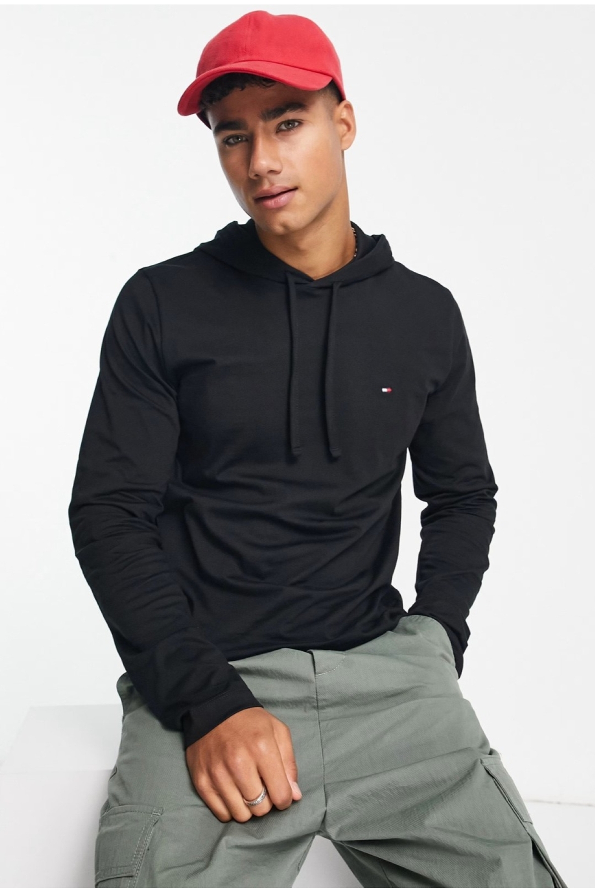 تامی هیلفیگر سویشرت فصلی کلاه‌دار آستین بلند از جنس پنبه ارگانیک، سایز معمولی