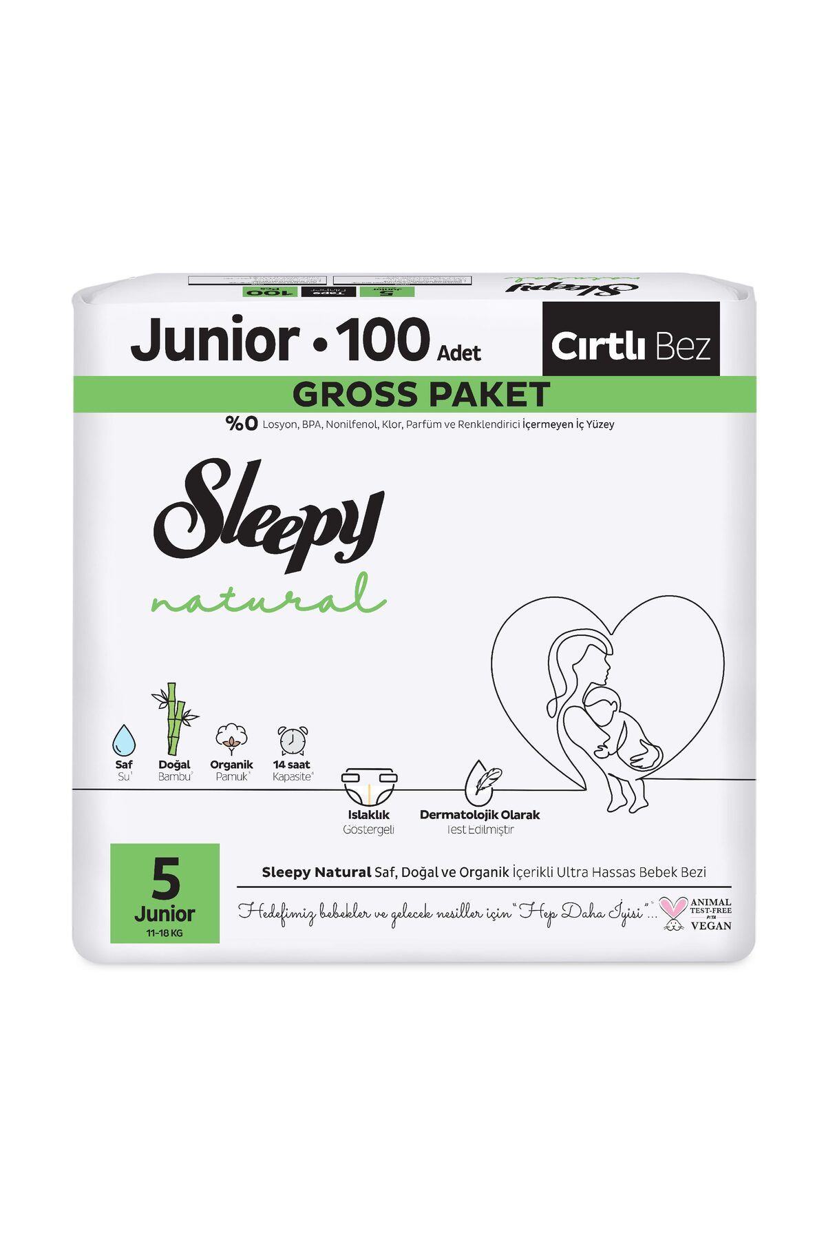 Sleepy Natural Gross Paket Bebek Bezi 5 Numara Junior 100 Adet fotoğrafı 2 (önizleme)