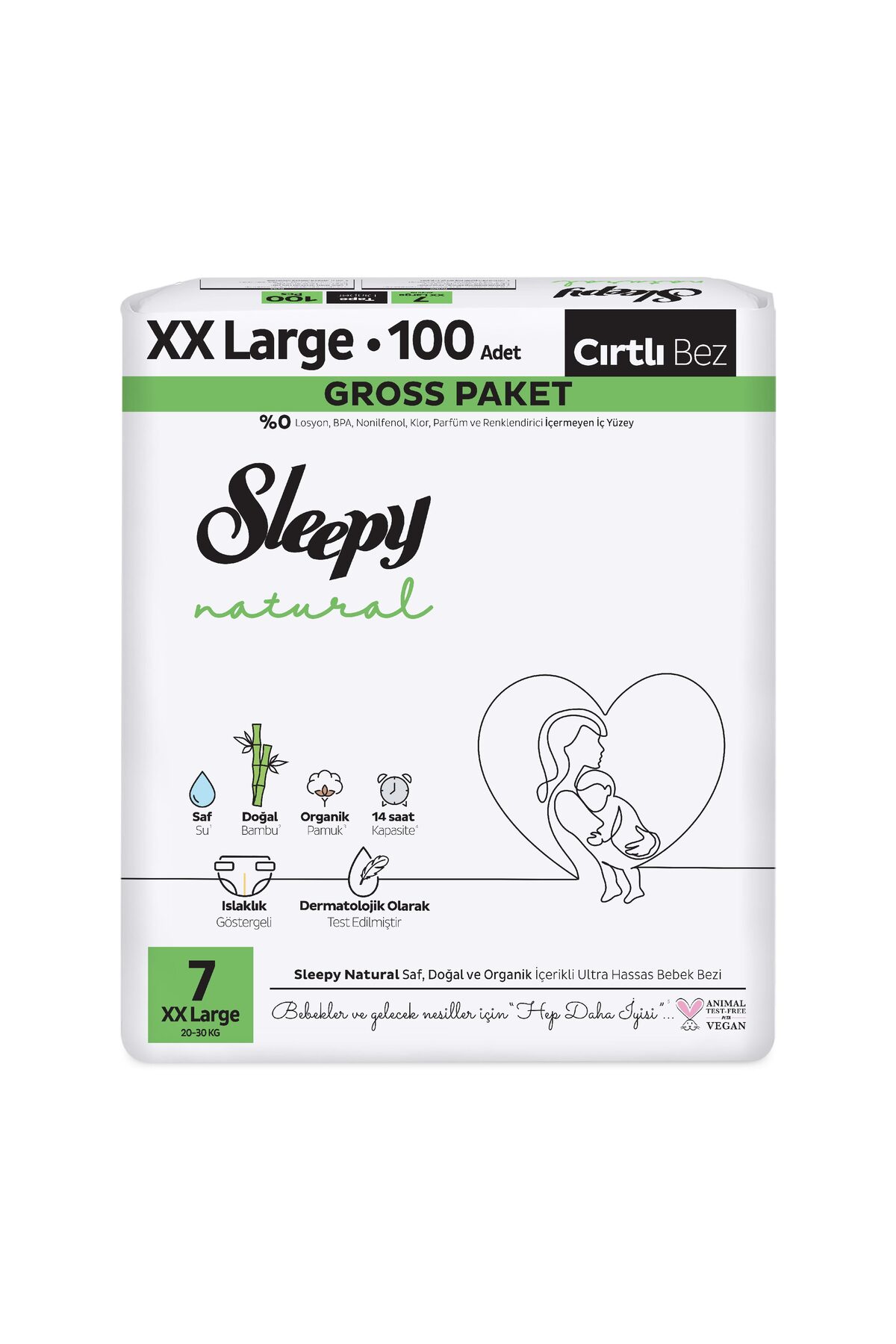 Sleepy Natural Gross Paket Bebek Bezi 7 Numara Xxlarge 100 Adet fotoğrafı 2 (önizleme)