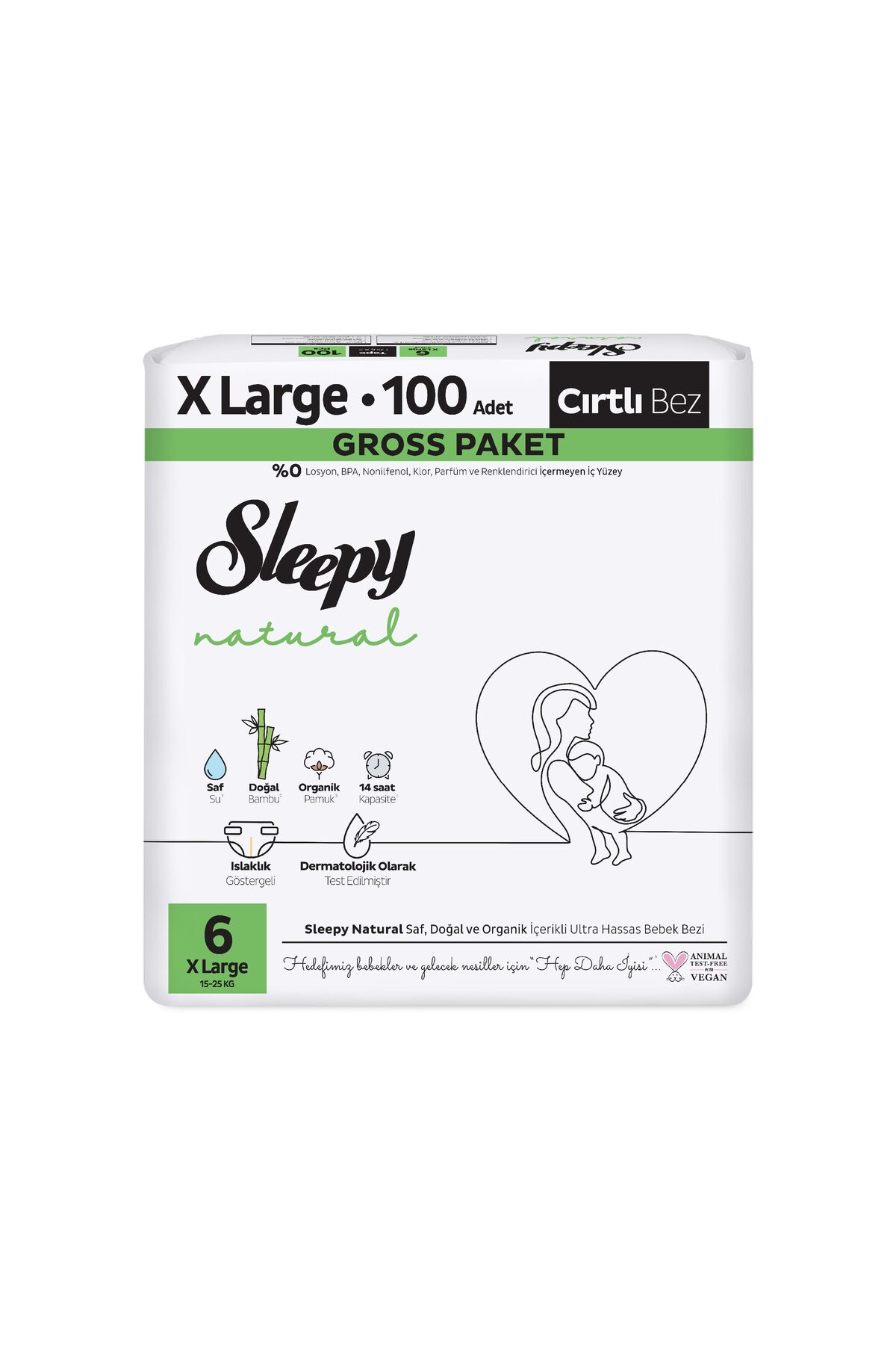 Sleepy Natural Gross Paket Bebek Bezi 6 Numara Xlarge 100 Adet fotoğrafı 2 (önizleme)
