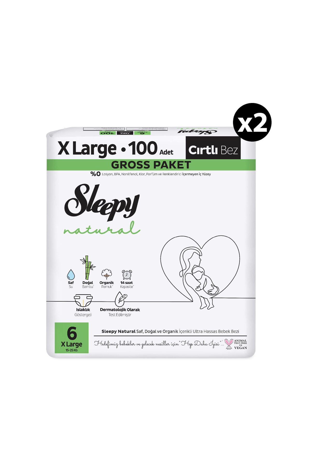 Sleepy Natural Gross Paket Bebek Bezi 6 Numara Xlarge 200 Adet fotoğrafı 2 (önizleme)