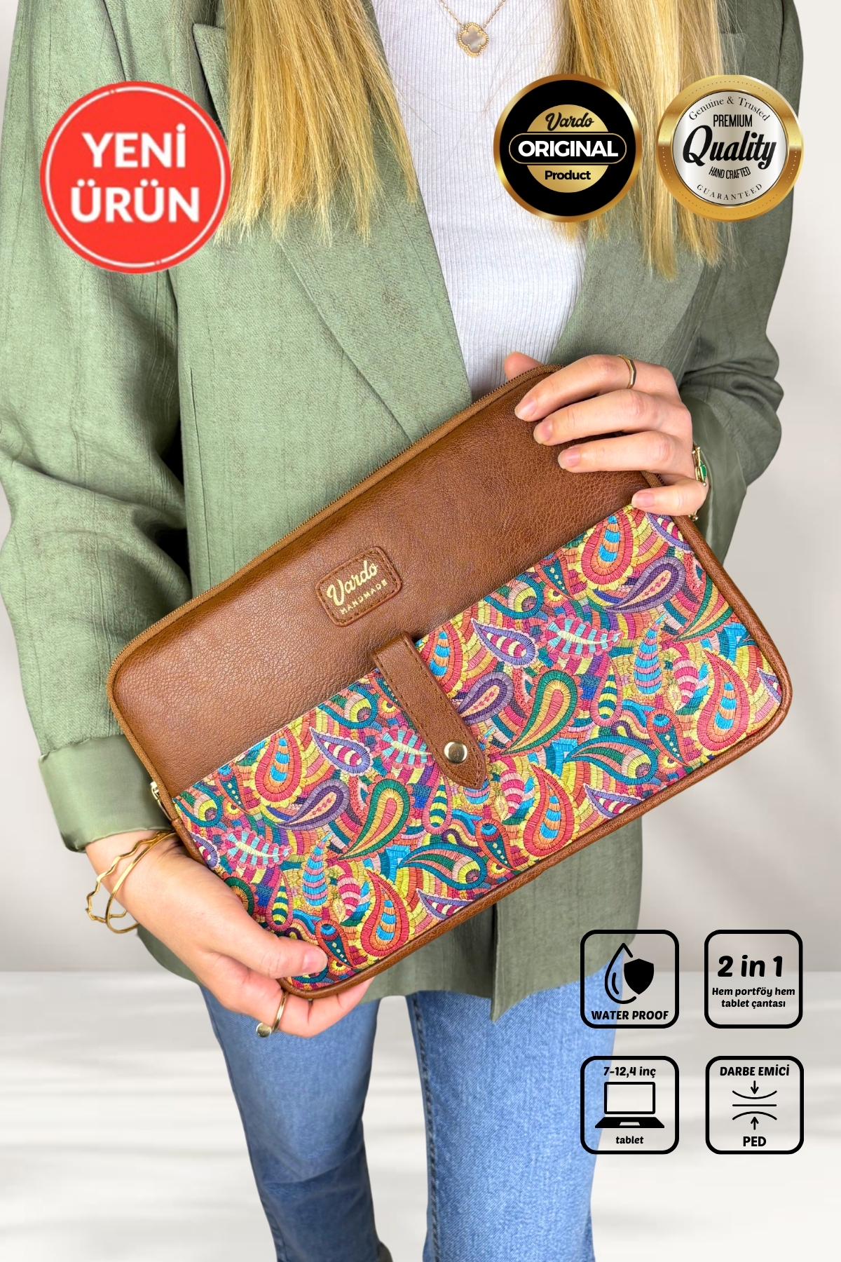 Vardo Esmee 10'' 11'' 12'' inç Apple iPad/Samsung Galaxy/Matepad/Huawei Tablet Kılıfı & Clutch Çanta