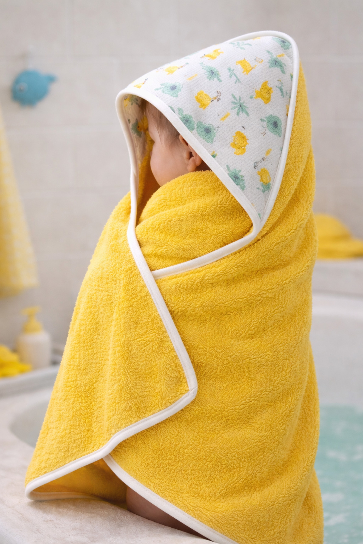 OMY YUMUŞAK&SU EMİCİ BEBEK KUNDAK HAVLU ZOO MODEL BAŞLIKLI BEBEK&ÇOCUK HAVLUSU UNİSEX fotoğrafı 4 (önizleme)