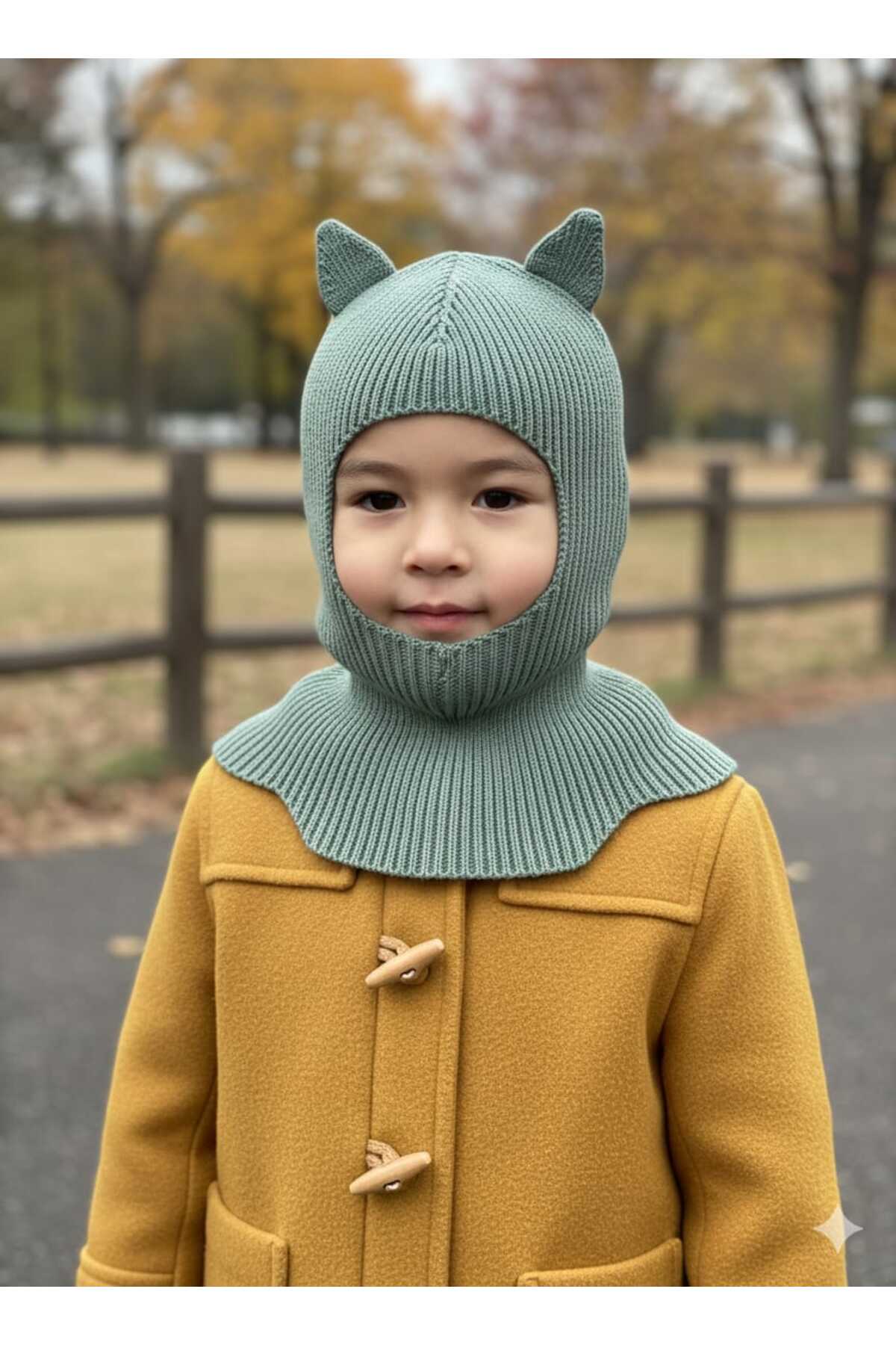 meriç bebe - bütün çocuklar melektir. mrc Kedi Kulaklı Kışlık Balaklava Triko Boyunluklu Bebek Çocuk Şapka Bere Kar Maskesi fotoğrafı 2 (önizleme)