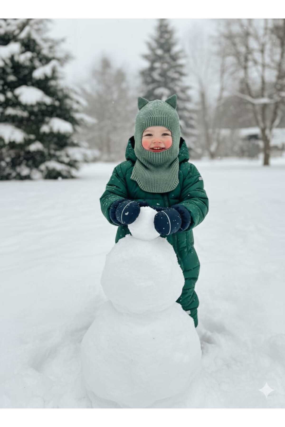 meriç bebe - bütün çocuklar melektir. mrc Kedi Kulaklı Kışlık Balaklava Triko Boyunluklu Bebek Çocuk Şapka Bere Kar Maskesi fotoğrafı 6 (önizleme)