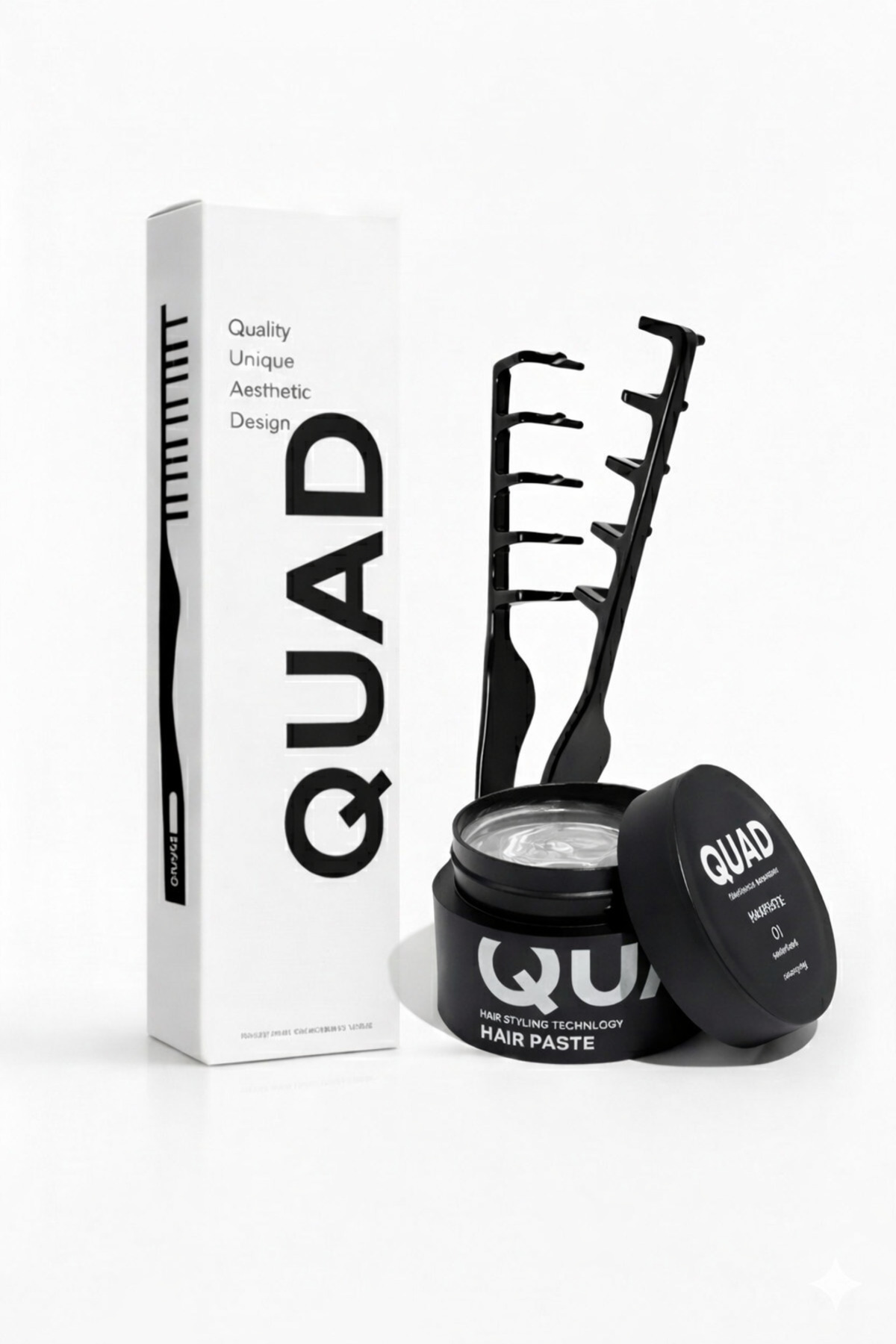QUAD Q2S Shiny Look Pasta + Mucizevi Tarak – Parlak Görünüm, Doğal Hacim ve Güçlü Tutucu Etki