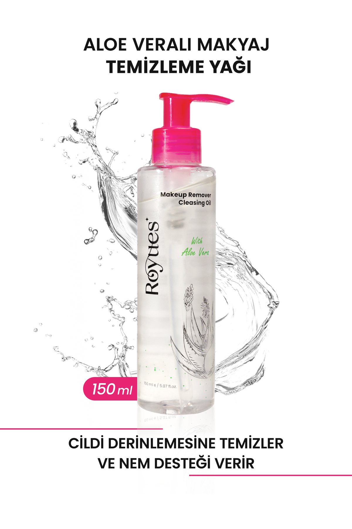 Royues Makyaj Temizleme Yağı Göz Yakmayan 24 Saat Nemlendirme 150 ml