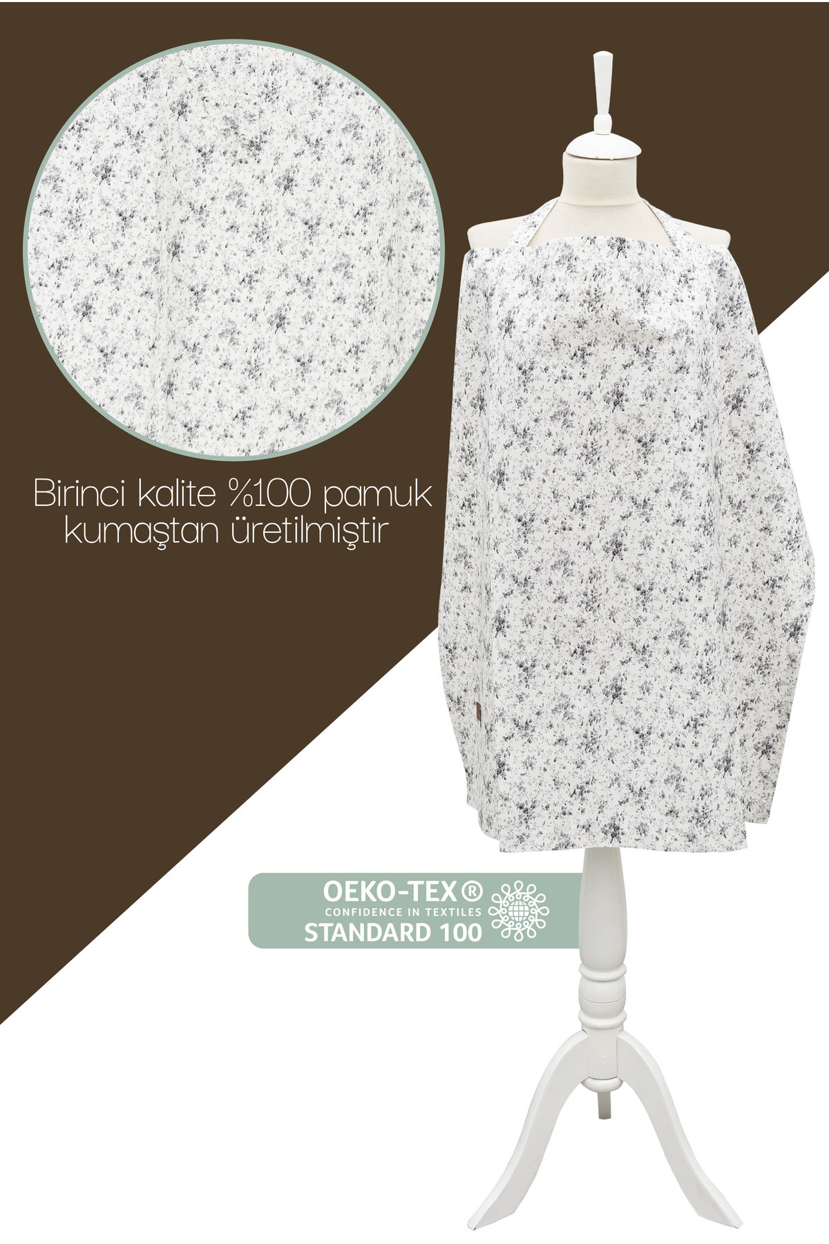 mordesign Çok Amaçlı Bebek Emzirme Örtüsü/Önlüğü; Puset, Bebek arabası örtüsü, Extra Büyük, Çıtır Seri, Gri fotoğrafı 2 (önizleme)