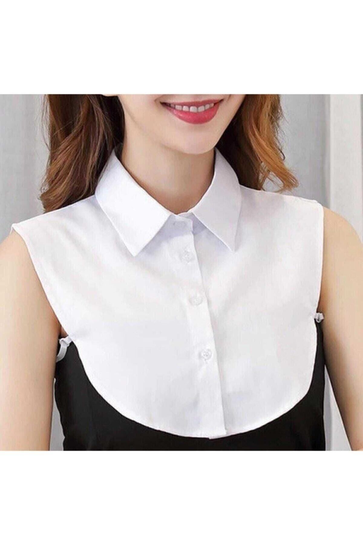 Sahra Şal Dünyası Yarım Gömlek Yaka %100 Poplin Beyaz