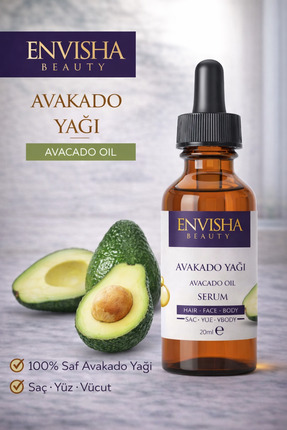 Envisha Beauty Avakado Yağı %100 Doğal Bitkisel Yağ Avocado Oil 20 ML