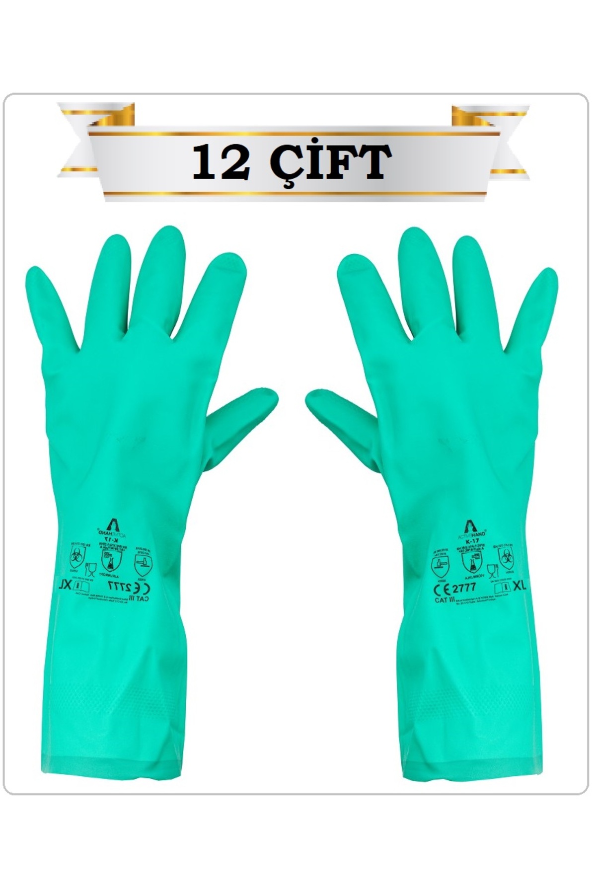 ACTIVEHAND K-17 NİTRİL KİMYASAL ELDİVEN (12 ÇİFT) XL (YEŞİL) KORUYUCU