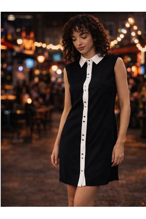 Oyer Moda Kadın Siyah Premium Gömlek Elbise