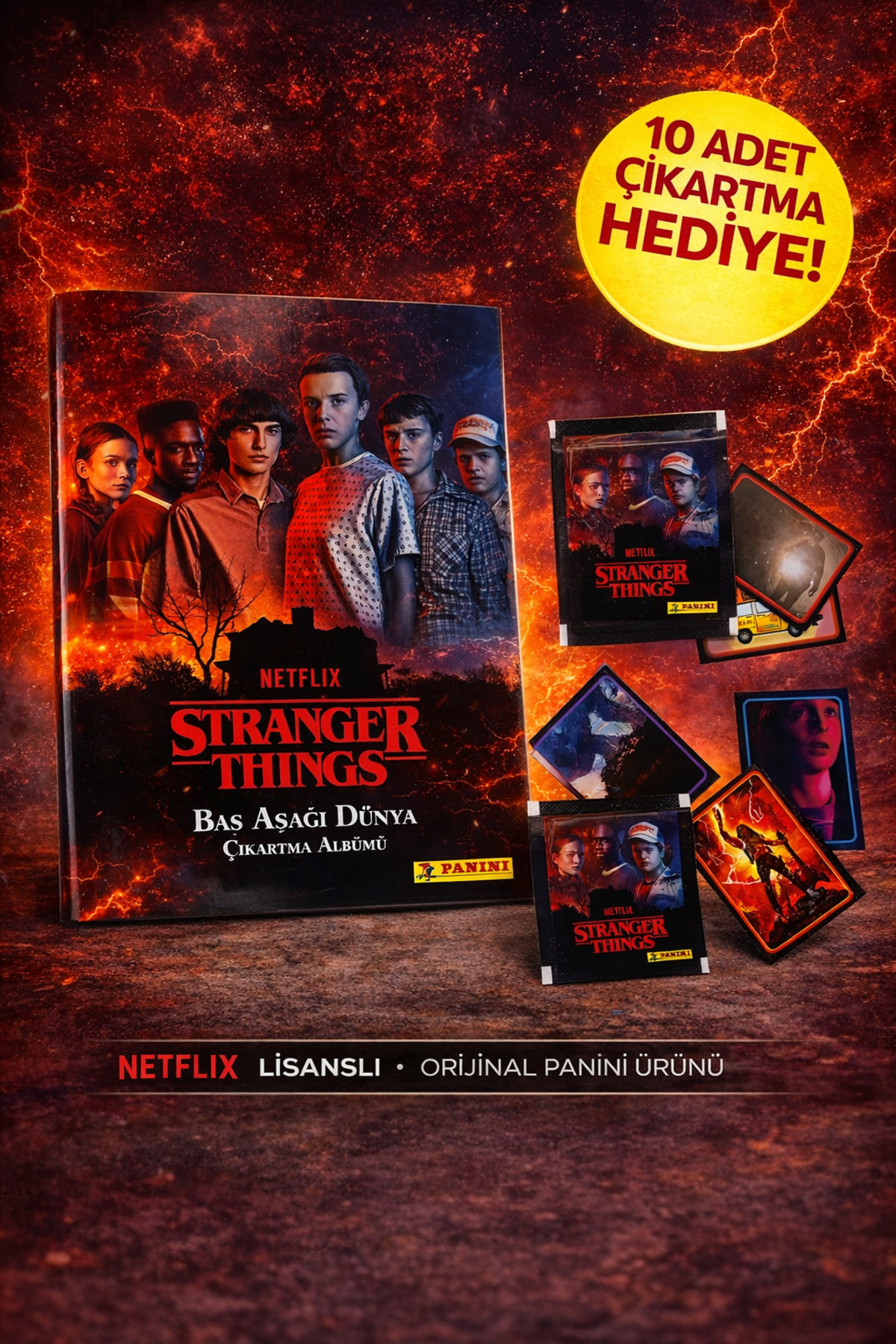 Basic Fun Stranger Things Çıkartma Albümü Koleksiyonluk Sticker Kitabı 1-3 Sezon fotoğrafı 4 (önizleme)