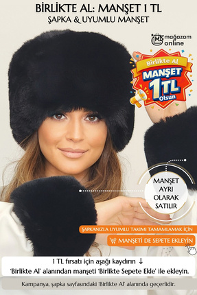 Mağazam Online Kabarık Yoğun Tüylü Peluş Suni Kürk Kalpak Şapka Kadın Kışlık ...