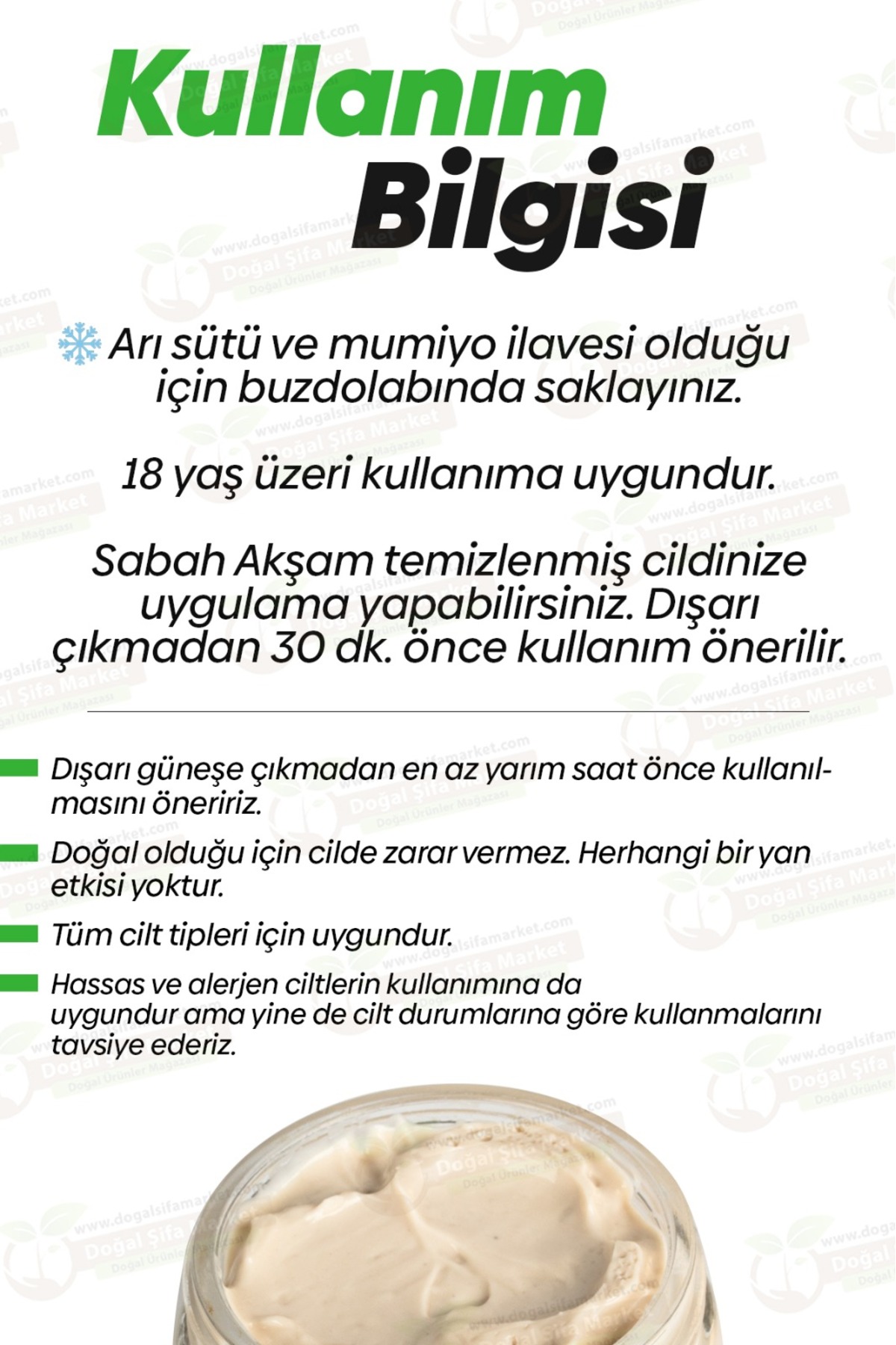 Arı Sütlü Mumiyolu Yüz Bakım Kremi 50 ml –Şişe Form, Günlük Kullanım — MBK01 — تصویر 5 از 6