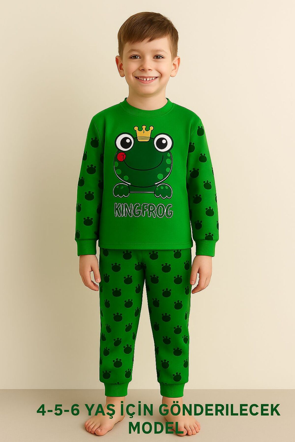 Bilge Trend Süper Mini Kurbağa Desenli Pijama Takımı fotoğrafı 2 (önizleme)