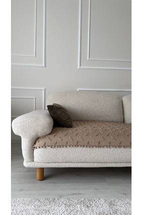 DİLETTO Bohem Kumaşı Püsküllü Oturma Yerini Kapatan Koltuk Örtüsü 90 X 200 Bej