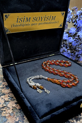 Zikir Tesbih Ateş Kehribar Tesbih,Harfli Kişiye Özel Seri, Sıkma Kehribar Tes...