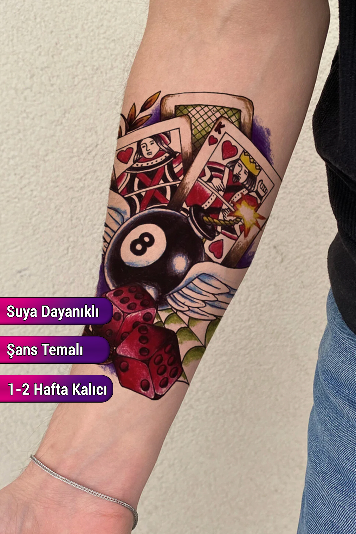 Poker Card Chance Temporary Tattoo Arm Leg And Chest Male Female