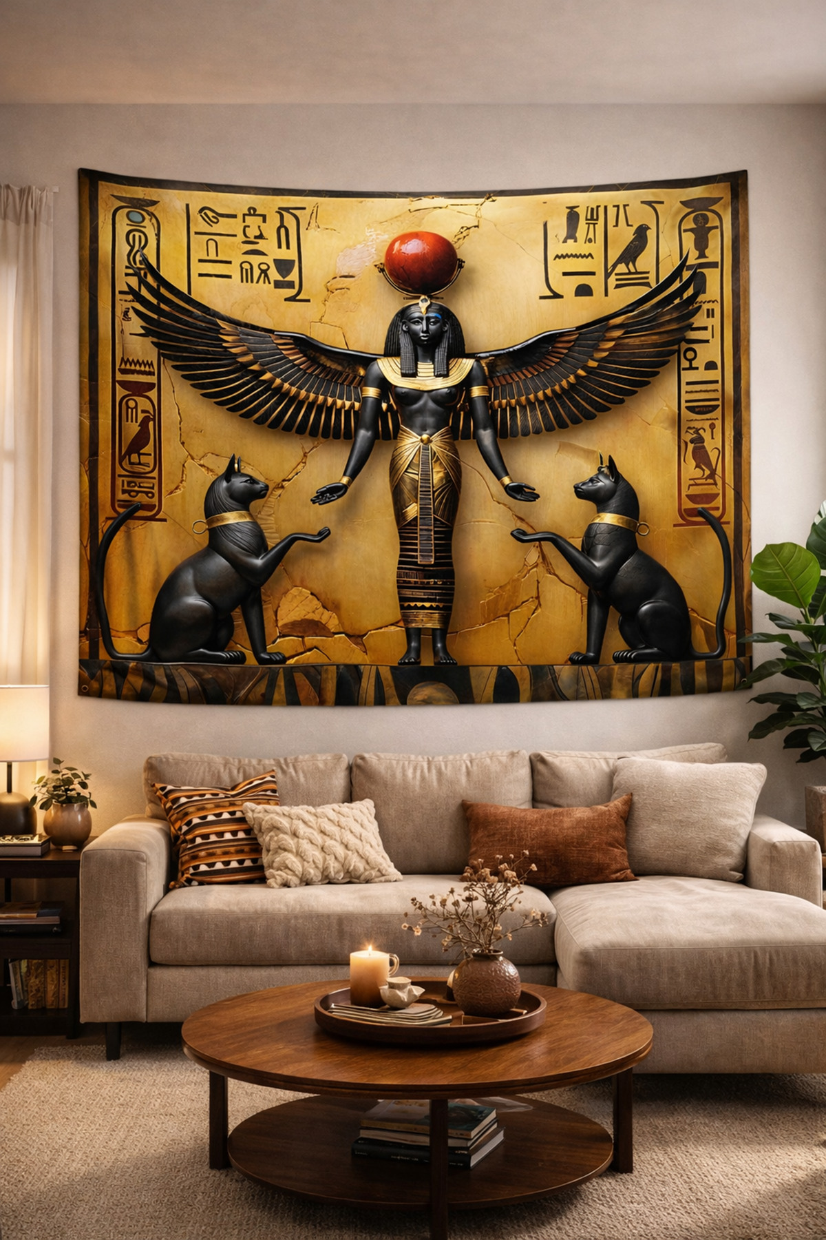Egyptian Mythology Goddess Isis Wallcovering Tapestry Wall Tapestry
