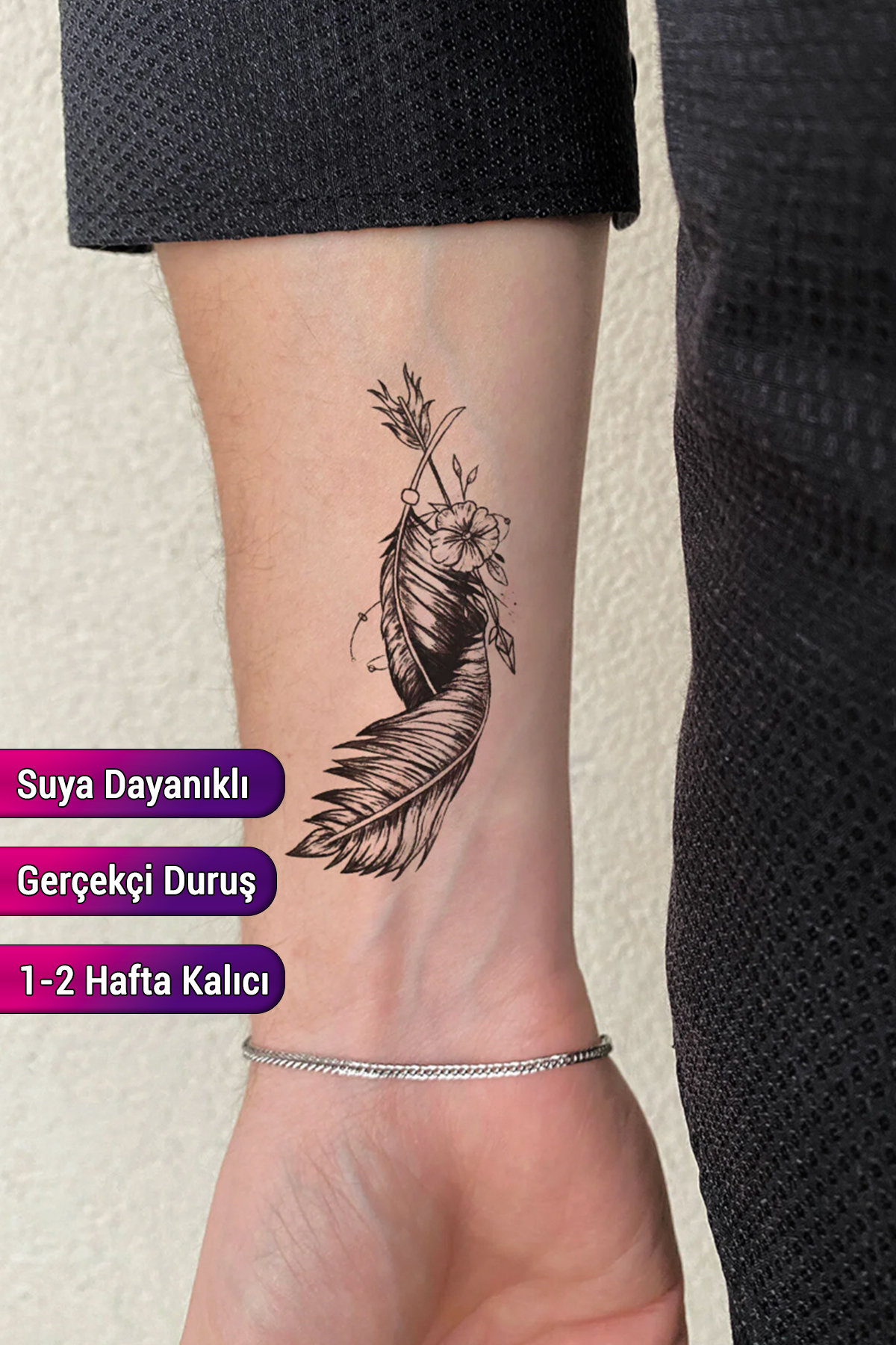 BiWini Tüy Geçici Dövme Tattoo Bilek Kol Bacak Göğüs Arası Erkek Kadın