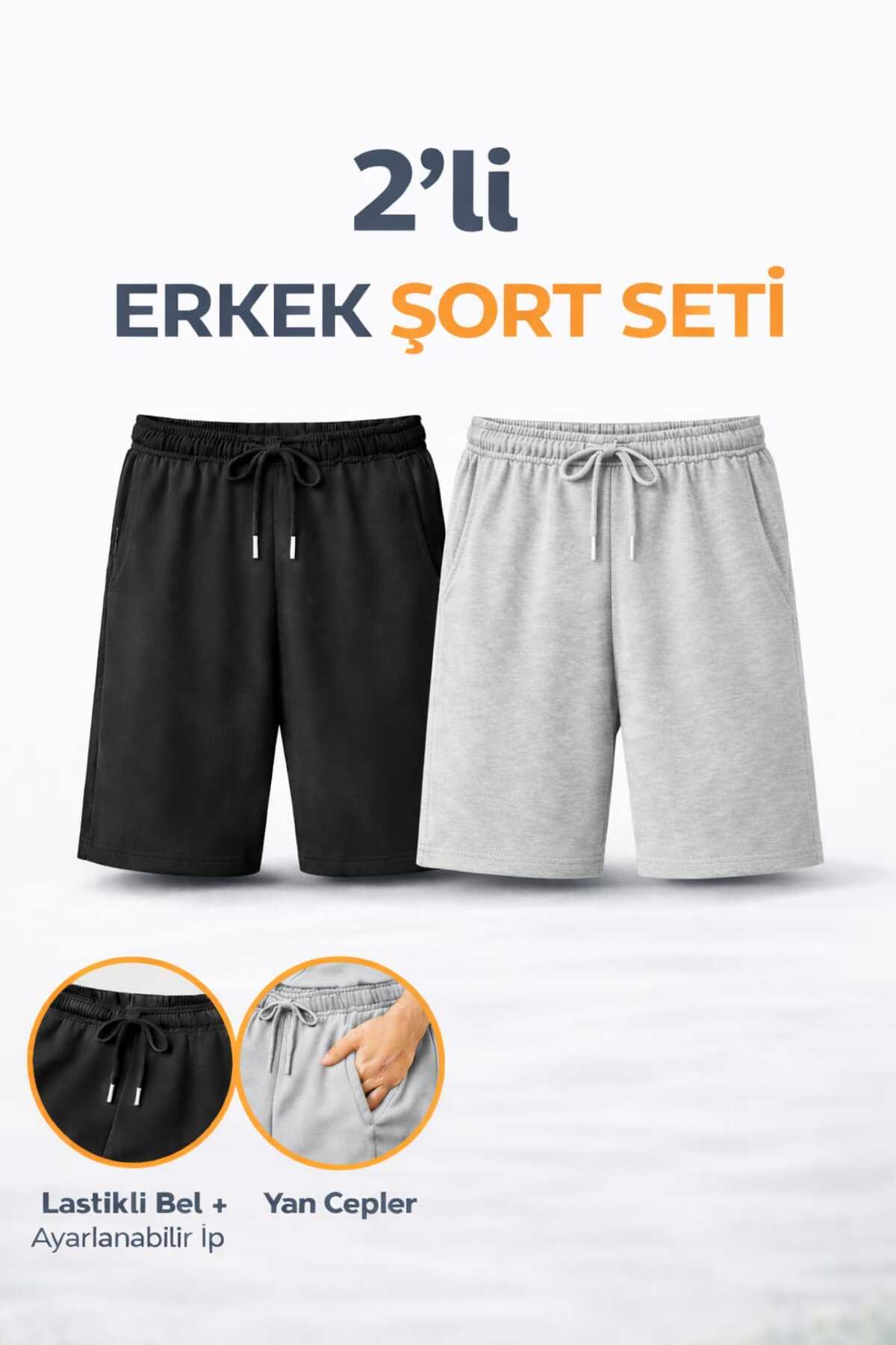 TREND ALİSSE erkek gri bermuda spor rahat yazlık tatil şort