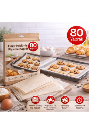 OPTİMEX 80 Adet Kesilmiş Pişirme Kağıdı – Yağlanmaz, Isıya Dayanıklı, Hazır K...