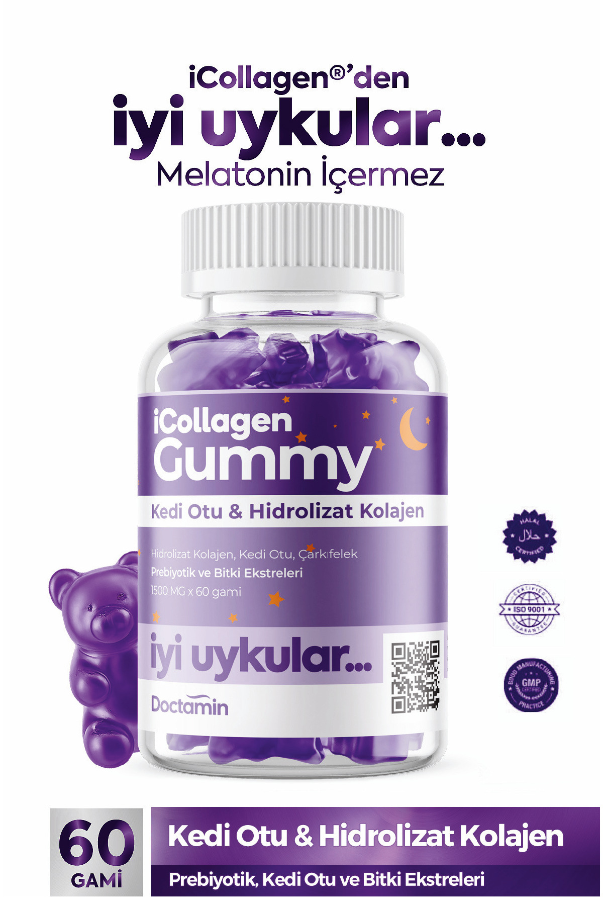 icollagen İyi Uykular Kolajen Jelibonu - Kedi Otu & 5 Tip Kolajen