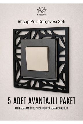 Karenza Home Dekoratif Desenli Priz Çerçevesi – Ahşap Duvar ve Priz Süsü Seti...