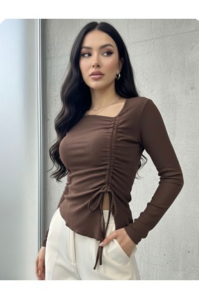 ns nirvana secret Yeni Ürün Asimetrik Kesim Ottoman Kumaş Büzgülü Kadın Bluz