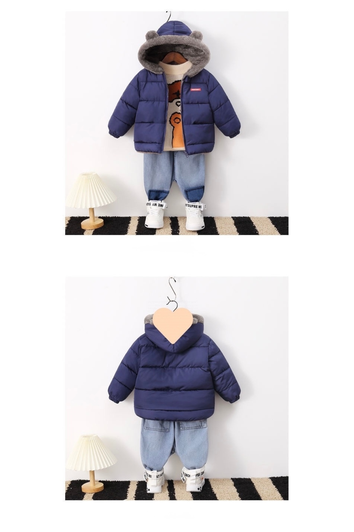 melisam.msg Kız Erkek Çocuk Kış Kalın Sevimli Peluş Mont fotoğrafı 7 (önizleme)