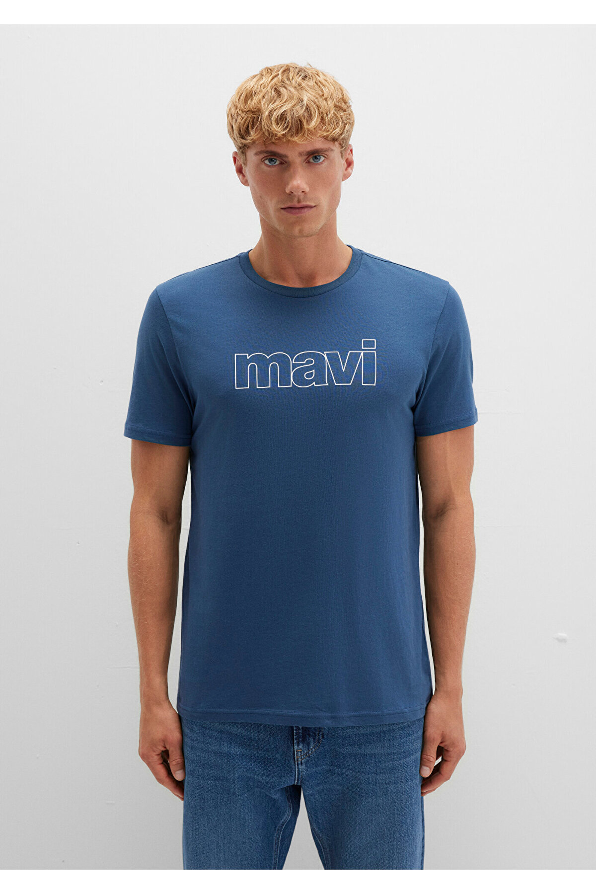 Mavi  Logo Baskılı Tişört Slim Fit / Dar Kesim 065781-90609 - Görsel 5