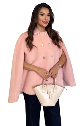 EssCouture Pembe Düğme Detaylı Kaban