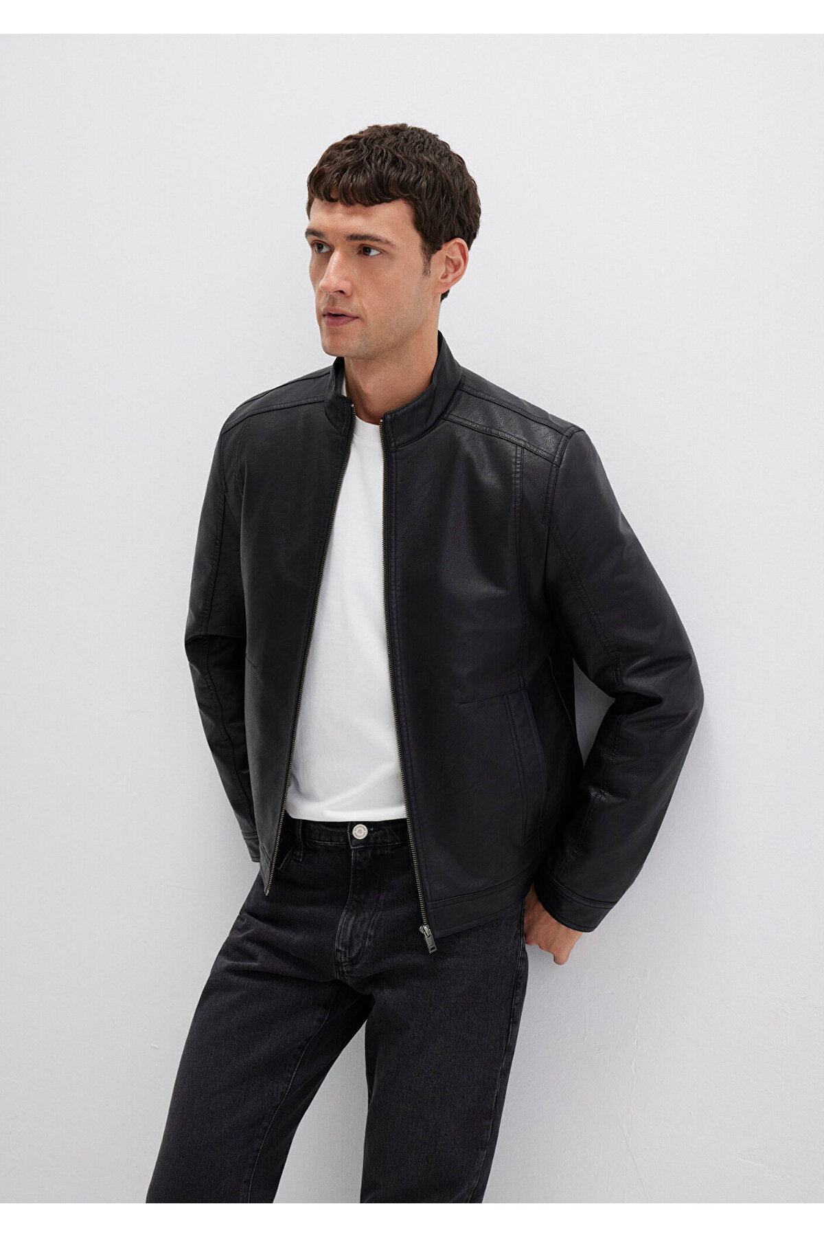 Mavi Siyah Suni Deri Ceket Slim Fit / Dar Kesim 0110548-71379