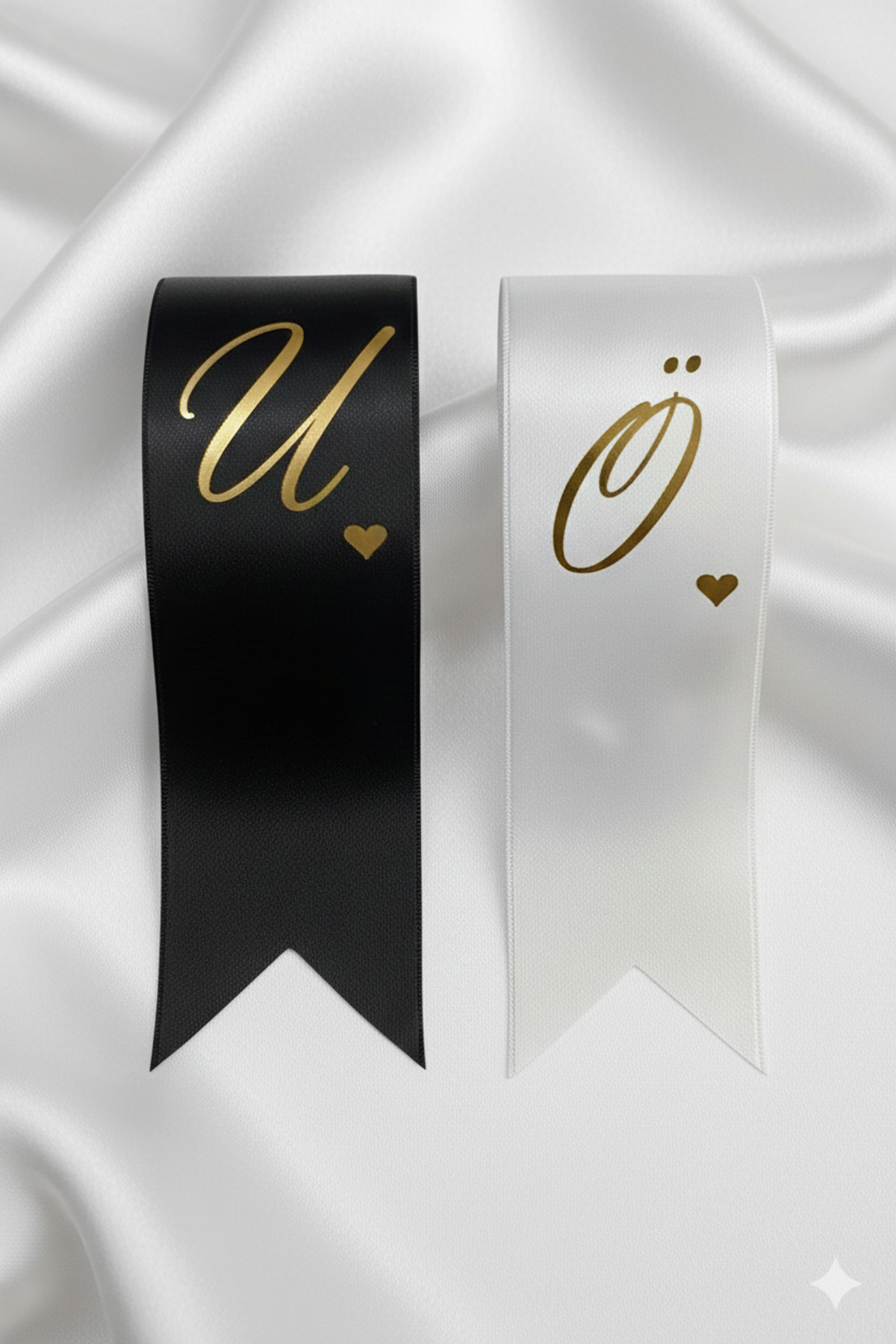 Jewelry Black and White Letter Heart Personalized Jewelry Ribbon 6 Cm Width 2 Single Ended Letters (UNDATED)
