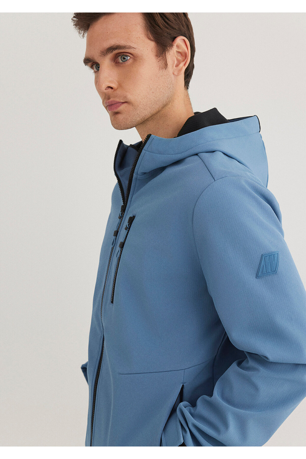 Mavi Kapüşonlu Mavi Ceket Slim Fit / Dar Kesim 0110351-70744