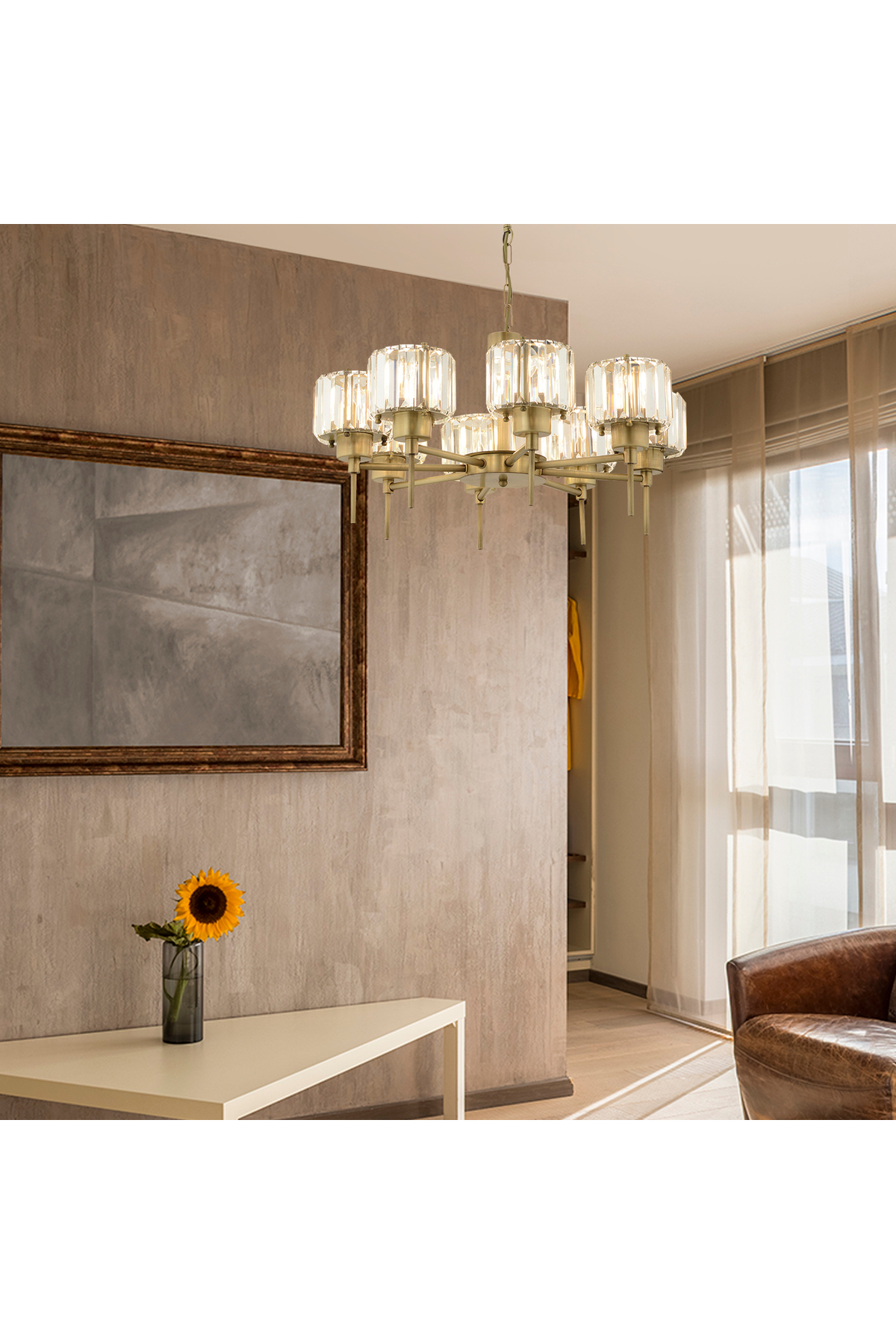 Modern Design Living Room-Bedroom Crystal Living Room Chandelier with Sadem 8 Antique Crystal Stone