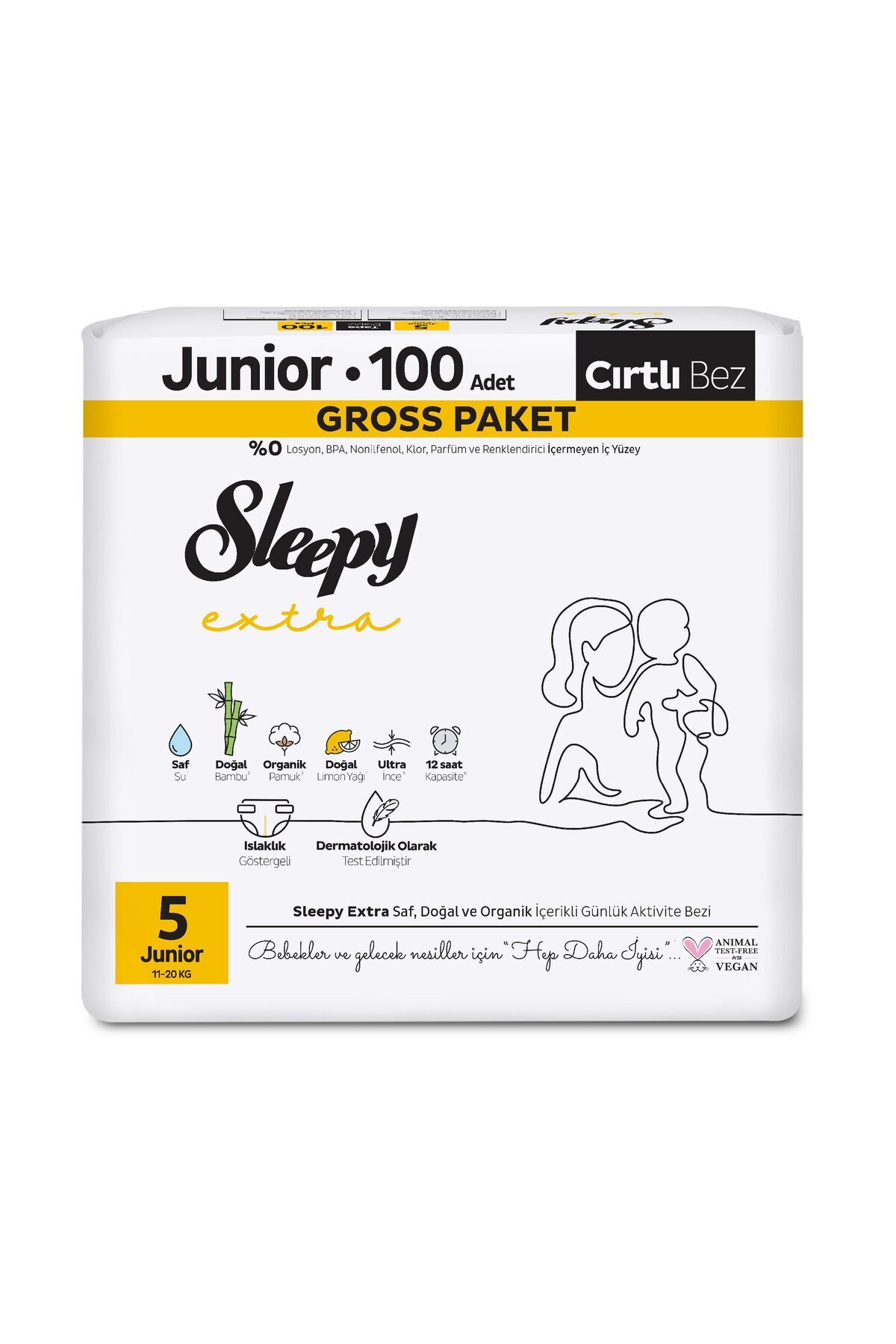 Sleepy Extra Günlük Aktivite Gross Paket Bebek Bezi 5 Numara Junior 100 Adet fotoğrafı 2 (önizleme)