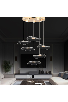 Apliqa Jolie 6'lı Yuvarlak 3 Renkli 61 Watt Gold Kristal Ledli Modern Oturma ...