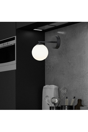 Apliqa Elvin Siyah Duvar Lambası Yatak Odası-Yatak Başı-Banyo İçin Modern Ret...