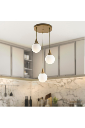 Apliqa Damla 3 Lü Yuvarlak Eskitme Modern Sarkıt Mutfak Oturma Odası Salon Sa...