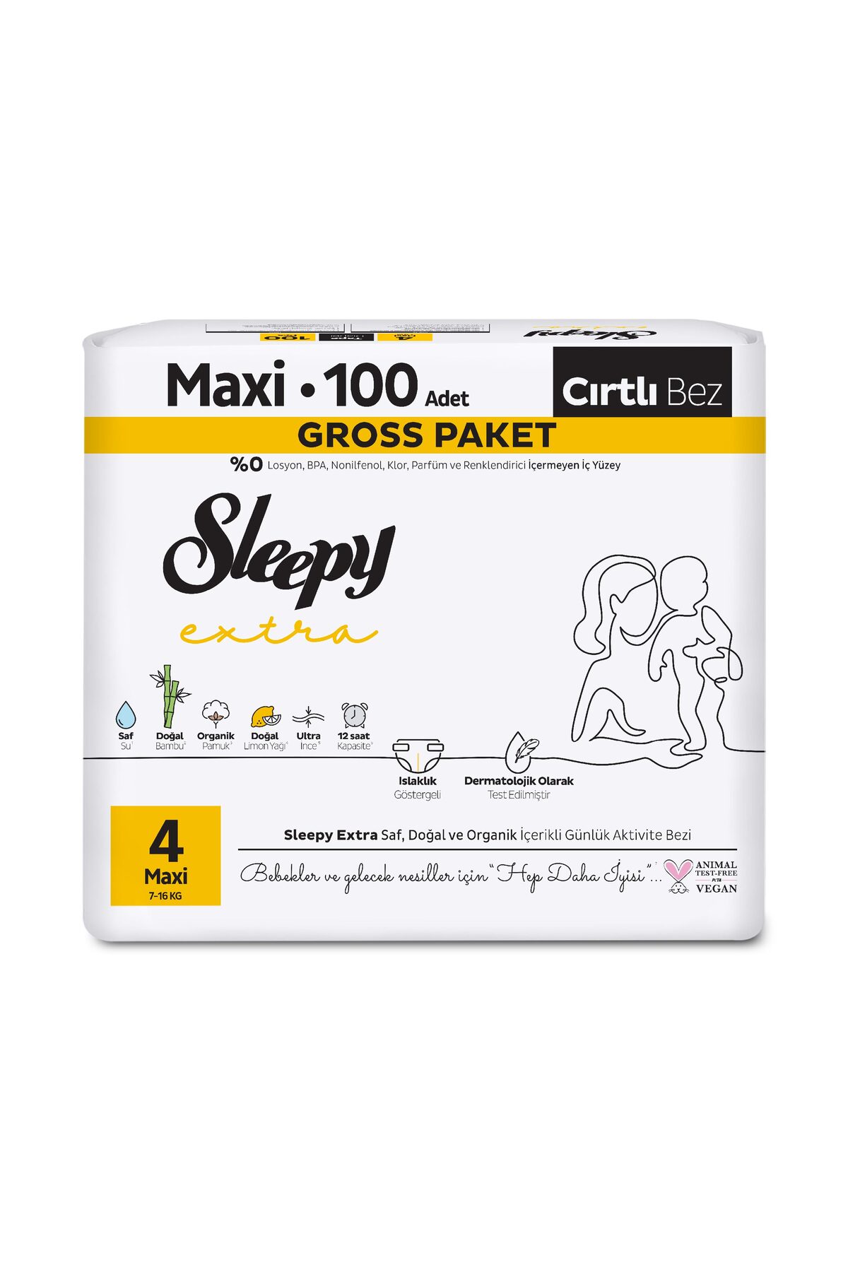 Sleepy Extra Günlük Aktivite Gross Paket Bebek Bezi 4 Numara Maxi 100 Adet fotoğrafı 2 (önizleme)