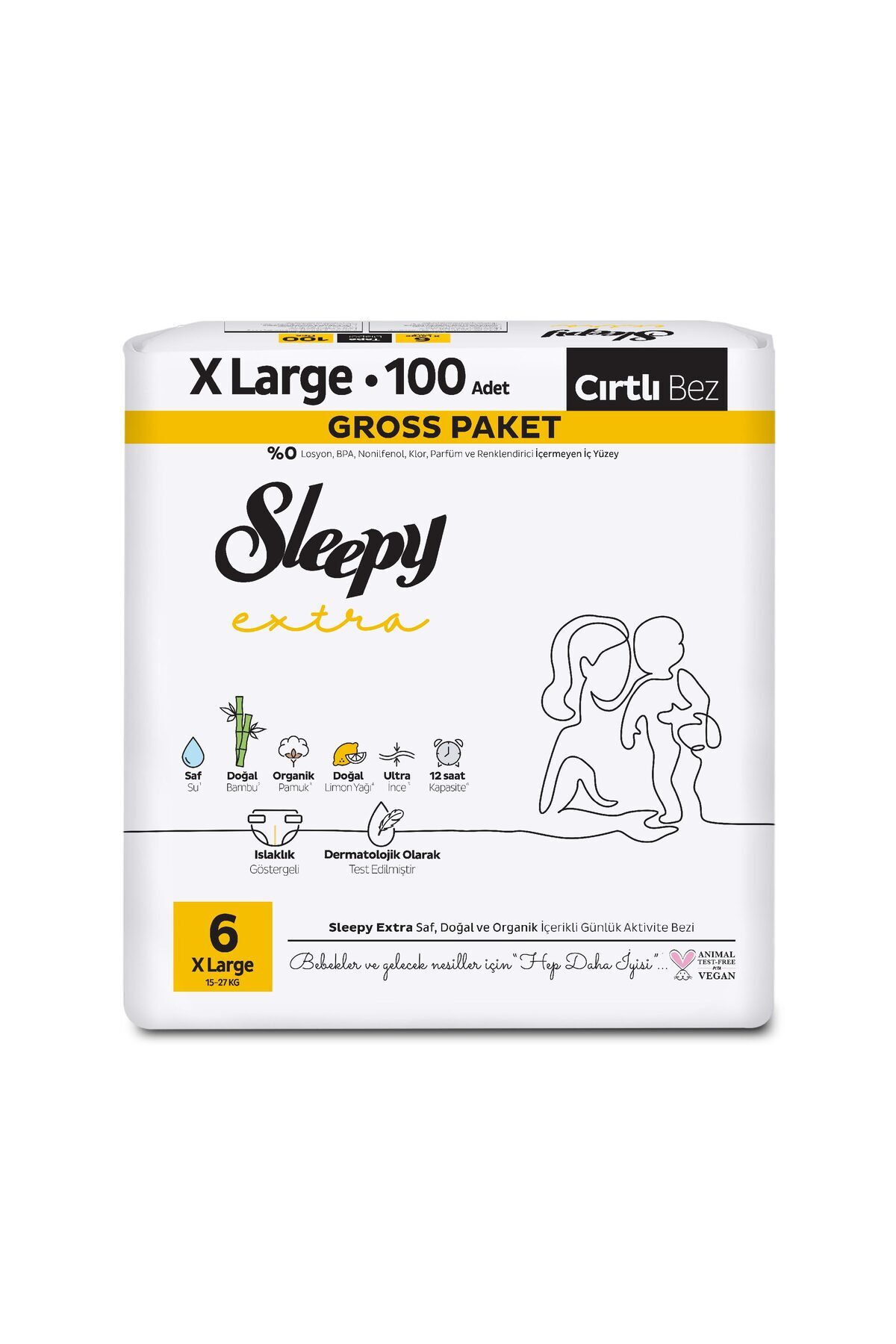 Sleepy Extra Günlük Aktivite Gross Paket Bebek Bezi 6 Numara Xlarge 100 Adet fotoğrafı 2 (önizleme)