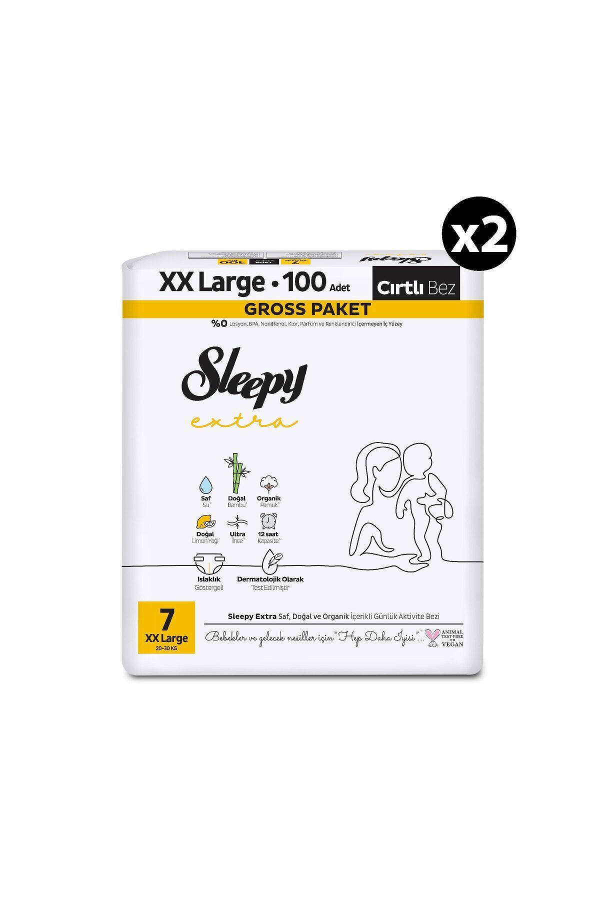 Sleepy Extra Günlük Aktivite Gross Paket Bebek Bezi 7 Numara Xxlarge 200 Adet fotoğrafı 2 (önizleme)