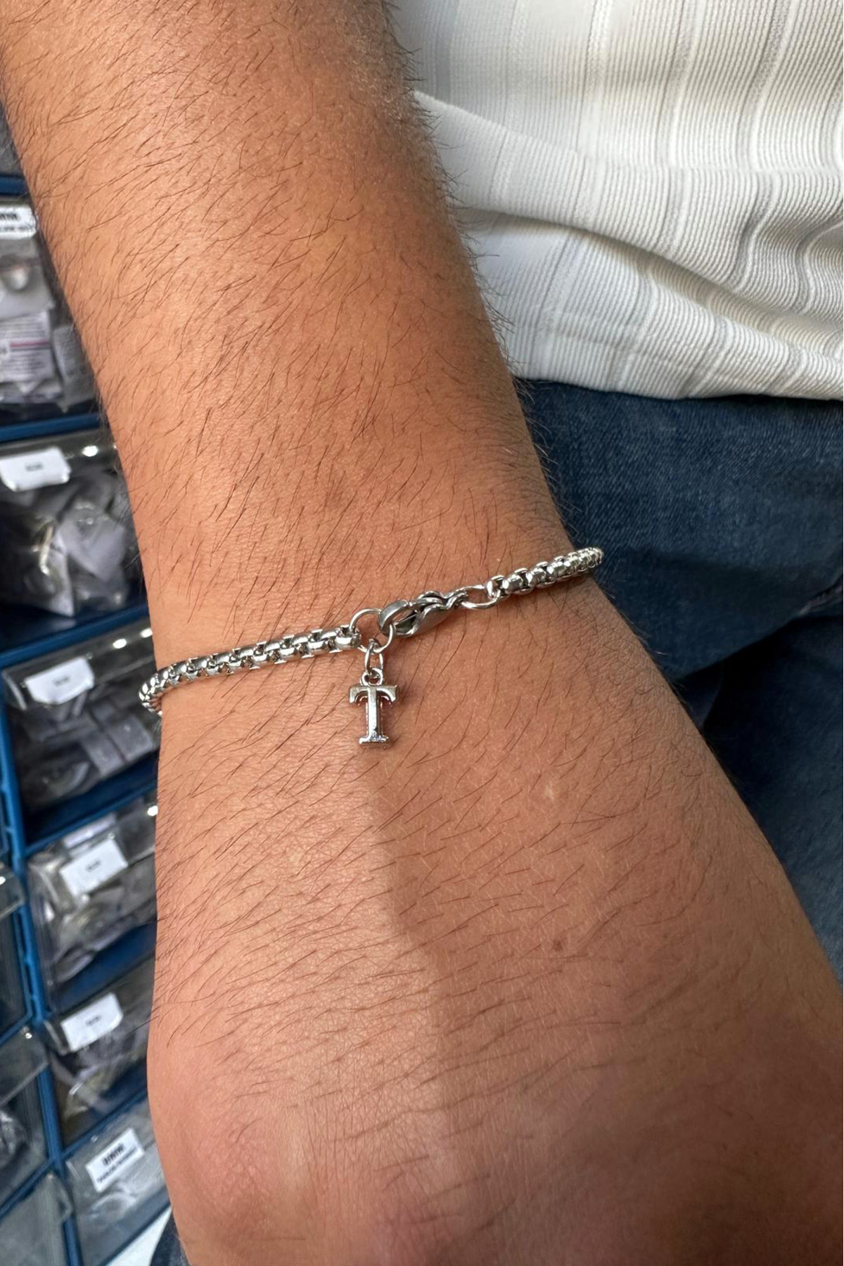 Takı Dükkanı Kişiye Özel Harfli Spor Zincirli Unisex Çelik Bileklik Sevgiliye Eşe Hediye eck07h görsel 4